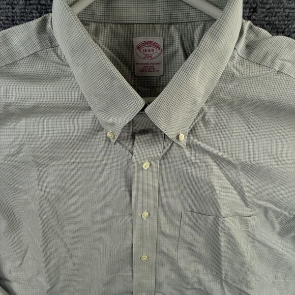 Brooks Brothers 18 34/35 Check Green Button-Down Cotton Non-Iron Long Sleeve Men - Picture 1 of 16